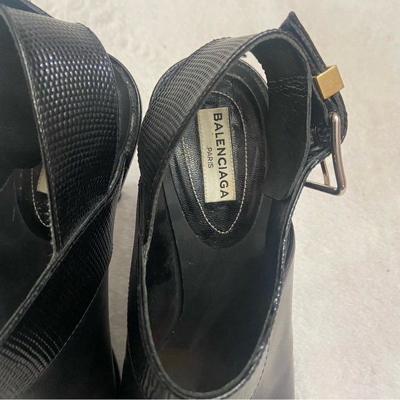 Balenciaga heeled slingback peeptoe mules black leather 38.5 - Picture 9 of 11